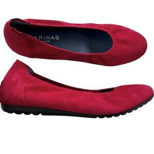 Sabrinas Suede Comfort Ballet Flat Shoe Red Size 39 or 8/8.5